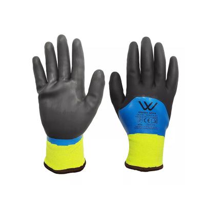 China Anti-smash Custom Logo Great Quality Waterproof Excellent Grip Double Foam Nitrile Coated 15 Gauge Polyester Gardening Tool Gloves for sale