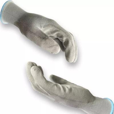 China Anti-Static Warehouse Factory 13g Nylon/Polyester Pu Coated Anti-Static Working Good Breathable Gloves for sale