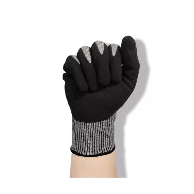 China Anti-slip Factory Custom Sandy Coated Cut Resistant Machinist Working Industrial Black Nitrile Blending Gloves for sale