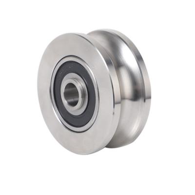 China High Quality 304 Stainless Steel Pulley Wire Rope Pull V-Groove Roller Customized Lifting Track Wheel High Quality Low Noise Sliding Gate Wheel for sale