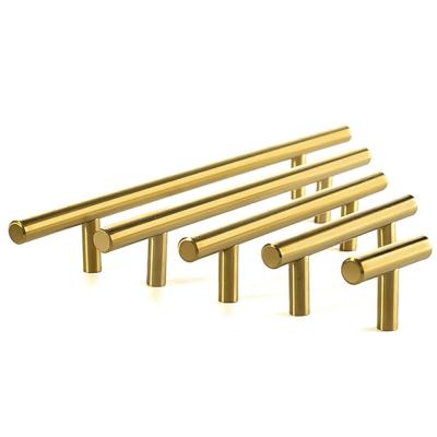 China Modern T Flip Gold Cabinet Handle Kitchen Door Pull Satin Brass T Bar Cabinet Handle Furniture Wardrobe Decoration for sale