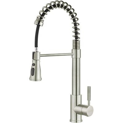 China Modern 3 Colors Spring Finishing Single Handle Pull Down Kitchen Water Saving Faucet Mixer Tap Water Taps for sale