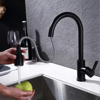 China Modern Black Commercial Kitchen Faucet Stainless Steel With Pull Out Sprayer for sale