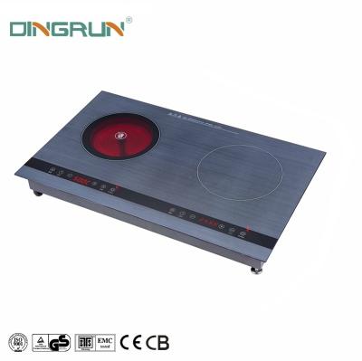 China Hotel Easy Operation Black Crystal Panel Induction Cooker Double Burner 240V 2 Heads Induction Stove for sale