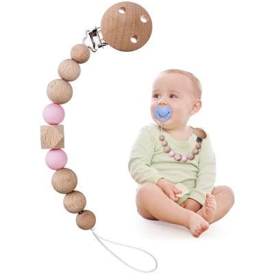 China BPA Free Baby Pacifier Cups BPA Free Teether Soothe Pacifier Chain Holders Silicone Dummy Clip Chewable Beads Teething Toy for sale