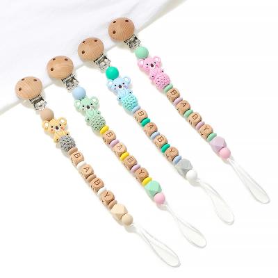 China BPA Free Silicone Pacifier Holder Custom Baby Silicone Beads Pacifier Clip Chain for sale