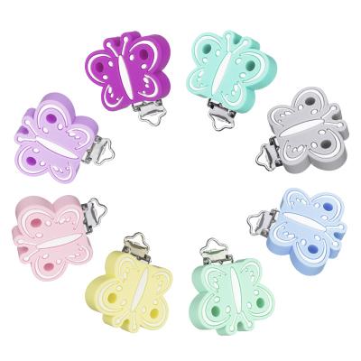 China Soother Cute Animal Attachments Safety Silicone Baby Pacifier Chain Clip Holder Infant Silicone Wooden Clips for sale