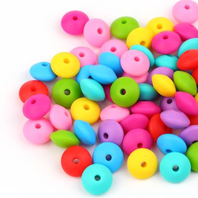 China Soft Toy 12mm Food Grade Silicone Beads Bpa Free Silicone Lens Bead For Baby Teething Necklace Pacifier Chain for sale