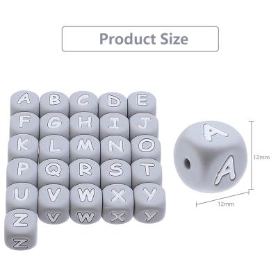 China Factory Price Eco-friendly Chewing Alphabet Beads Bpa Free Silicone Baby Teething English Letter Silicone Beads for sale