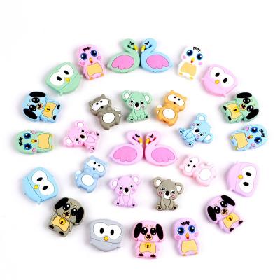 China Baby Chewing Teething Jewelry Mix Color Round Hexagon Abacus Silicone Teething Beads Food Grade Silicone Letter Beads for sale