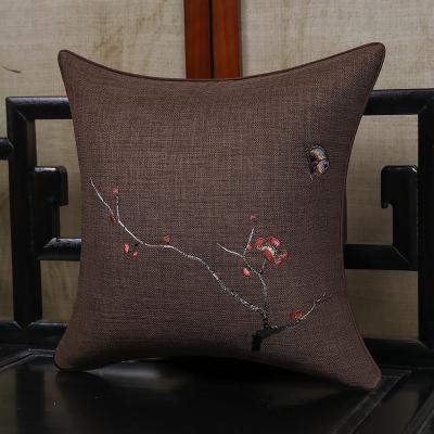 China Plum Flower Embroidery Living Solid Custom Pillow Case Sofa Decorative Pillow for sale