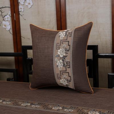 China Solid Color Parquet Sustainable Linen Pillow With Ergonomic Waist Pad Flower Pillow for sale