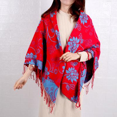 China Wholesale European American Cashmere Ladies Double Sided Jacquard Print Shawl Elegant Women Scarf for sale