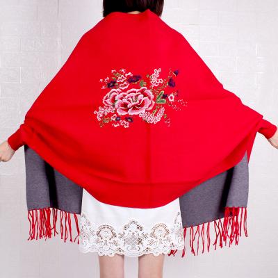 China New Winter New Casual Fashion Europe And America Wild Cashmere Word Ladies Floral Scarf for sale