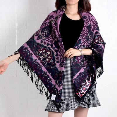 China Russian style double-sided digital inkjet digital inkjet shawl warm autumn and winter shawl thickening shawl square ethnic style for sale