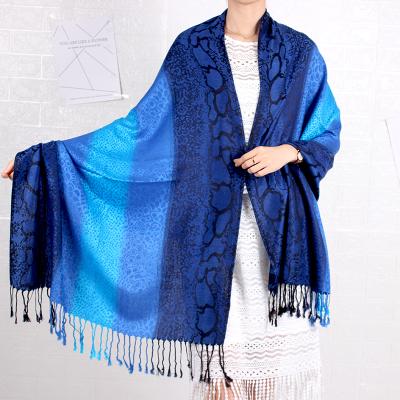 China Cashmere Jacquard Gradient Colored Cashmere Tassel Spring Travel Sunscreen Long Cashmere Scarf and Summer Shawl Scarf for sale