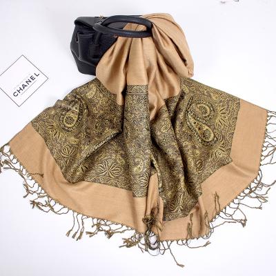 China Autumn new product spring yarn simiya cashew nut air conditioning jacquard female lengthened scarf scarf and gold for sale