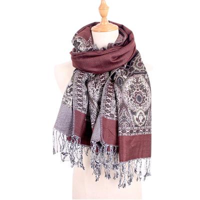 China 2021 fashion low price casual elegant tassel hot sale polyester printed satin scarves for sale