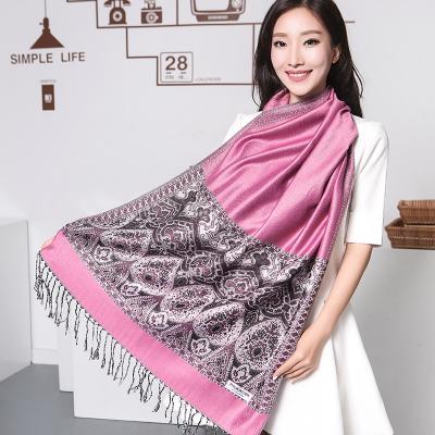 China Factory direct sales cashew jacquard shawl lady scarf casual simple double flat scarf for sale