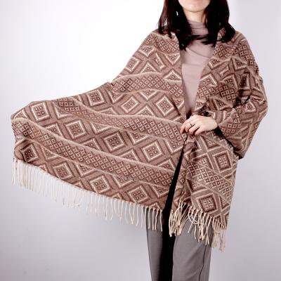 China 2021 Fashion Custom Women's Winter Shawl Cashmere Buffonda Wool Jacquard Shawl Hired Scarf Women's Shawl for sale