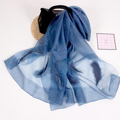 China Long Silk Women's Wool Scarf Spring And Sunscreen Thin Silk Scarf Women's Autumn Fashion All-match Silk Embroidered Scarf for sale