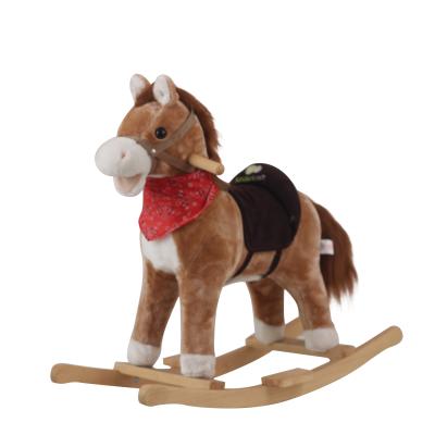 China Ride on Wooden Toy Animal Shaped Chair Plush Baby Stuffed Animal Ride Toys Stuffed Animal Rocking Horse for Kids for sale