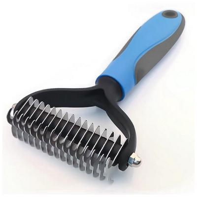 China Wholesale Rubber Double Sided Long Hair Pet Dematting Cat Dog Comb Brush for sale