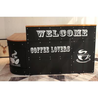 China Modern Customized Luxury Coffee Reception Front Lobby Bar Table Cashcounter Checkout Counter Wooden Commercial Coffee Counter Table for sale