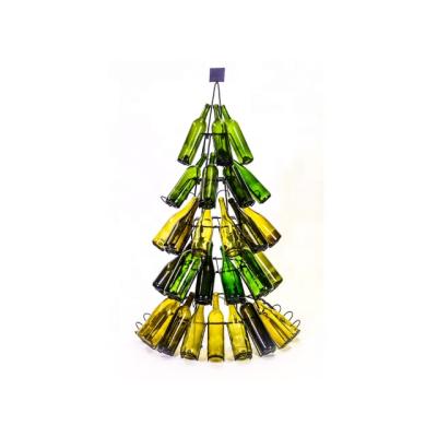 China Customized Modern Christmas Tree Shape Metal Wire Floor Wine Bottle Display Rack Shoe Rack For Home Decoration for sale