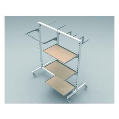 China Solid Wood Garment Display Rack Shelves Clothing Exhibition Double Side Rack for sale