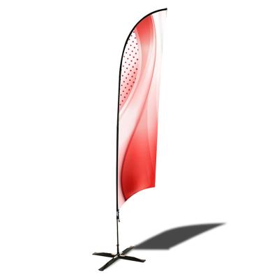 China Custom Cheap Advertising Floor Stand Flags Double Sided Feather Beach Flag Base for sale