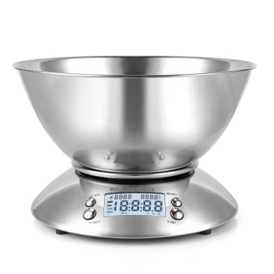 China WITH LID Hydraulic 5kg 2L Bowl Stainless Steel Electronic Digital Nutrition Food Weighing Kitchen Scale for sale