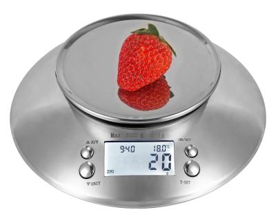 China Function CaptionMessage: Over Loading and Low Voltage 2L Electronic Bowl Stainless Steel Kitchen Food Scale Coffee Nutritional Weighing Scale for sale