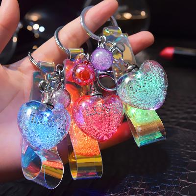 China Anime Acrylic Holographic Glitter Hologram Promotion Gift Supplier Custom 3D Acrylic Key Chain Key Chain Charms for sale