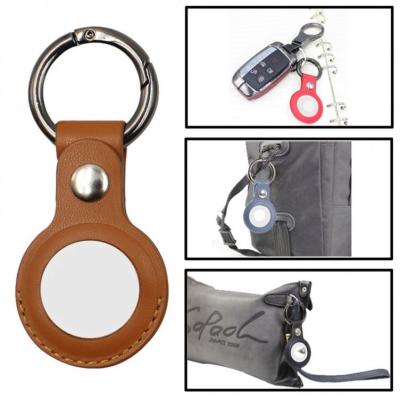 China Wholesale Shockproof Minimalist Waterproof Shockproof Sports Tracking Safe Holder Airtag Genuine Leather Keychain for sale