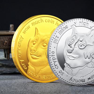 China Europe Wholesale Dogecoin Commemorative Coins Enamel Gold Plated Doge Coin for sale