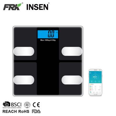 China Tempered Glass + ABS Plastic Digital Personal Bathroom Electronic Weight 180Kg Smart Body Weighing Body Fat Scale for sale