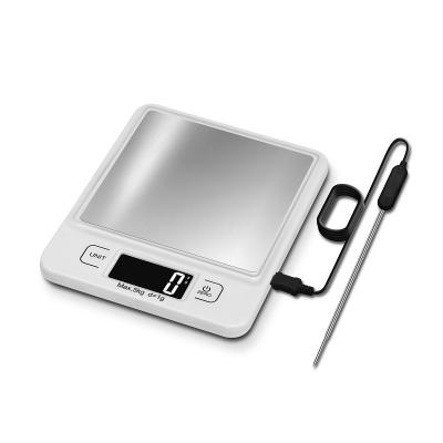 China With portable and highly accurate 3Kg 5Kg Digital kitchen food themometer scale with probe thermometer for sale