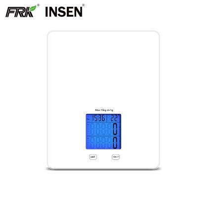 China Large LCD Display White Electronic Kitchen Touch Control 15Kgs 33lb 2021 New Product Digital Scale for sale