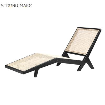 China Modern Style Cooling Leisure Chair Black Wood Rattan Chair Living Room Furniture Reclining Sofa Chairs for sale