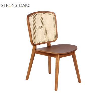 China Nordic Style Cooling Frame Rattan Backrest Chair Ash Wood Rattan Backrest Dining Solid Wood Chair for sale