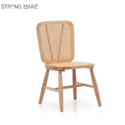 China 2021 New Design Stackable Ash Wood Rattan Wicker Chair Rattan Dining Chair For Sale for sale