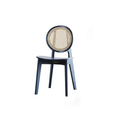 China Stackable Modern Living Room Furniture Solid Chair Indoor Wooden Rattan Dining Chair for sale