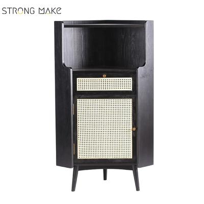 China Modern Solid Wood Storage Living Room Rattan Furniture Natural Living Room Storage Cabinet for sale