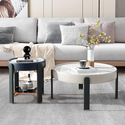 China Modern luxury round agglomerated stone coffee table agglomerated stone coffee table for living room for sale