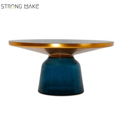 China Luxury European style storage coffee table black glass bell table side coffee table for sale