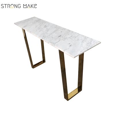 China Chilling Luxury Entrance Hallway Italian Modern Marble Console Table With Gold Stainless Steel for sale