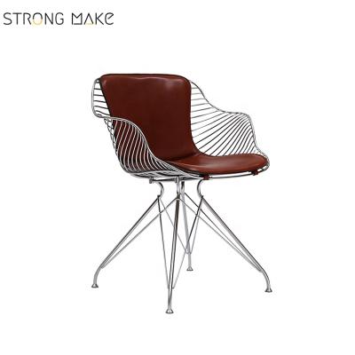 China Metal Dining Chairs Modern Style Metal High Back View Dining Chair PU Leather Restaurant Dining Chair for sale