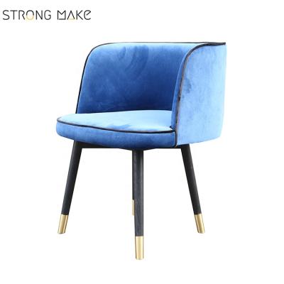 China Blue Velvet Dining Chair Europe High End Velvet Chair Dining Restaurant Dining Chair Modern Design for sale