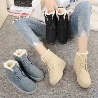 China CUSHIONING Fashion Women's Cotton Shoes Leather Trim Boots 2022 New Autumn/Winter Casual Thick Bottom Ankle Boots Inside Waist Boots for sale